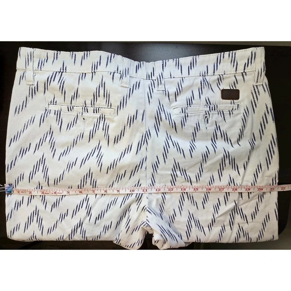 JACHS NY Men's White & Navy‎ Zigzag Chino Shorts Cotton Stretch Casual Preppy 32